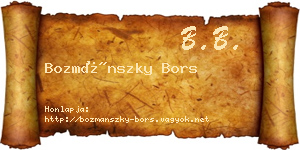 Bozmánszky Bors névjegykártya